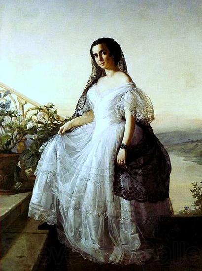 Francois Auguste Biard Portrait of a woman Norge oil painting art